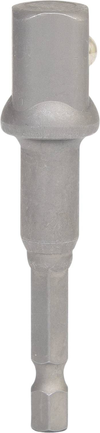 Metalladapter mit sechskantigem Schaft und kugelförmiger Abschluss. Wird oft als Verbindungselement in Werkzeugeinsätzen verwendet.