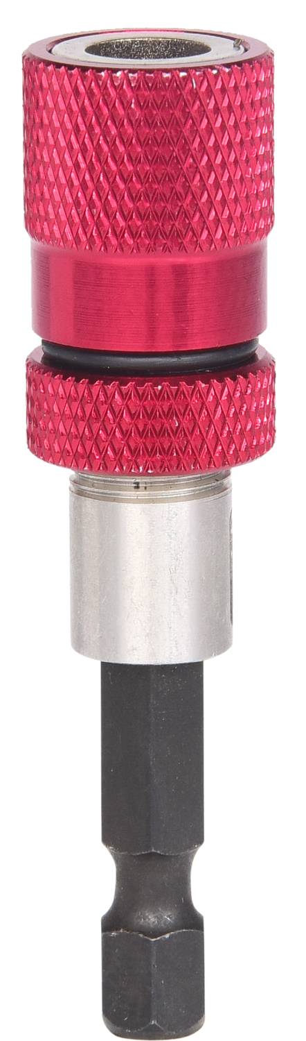 Roter magnetischer Bithalter mit gerändelter Oberfläche für sicheren Griff.