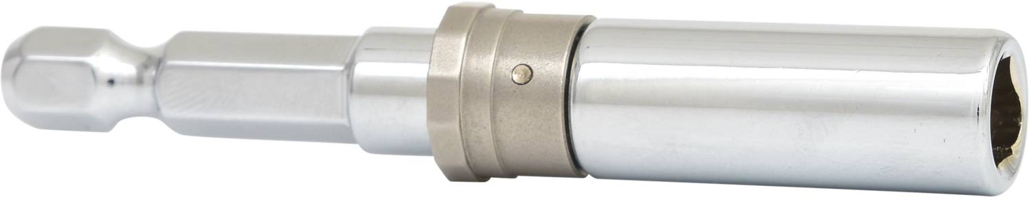 Metallbohrfutteradapter, silberfarben, zylindrische Form. Verbindet Bohrer mit verschiedenen Aufsätzen.