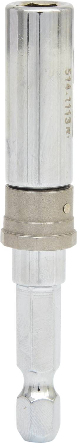 Ein silberner Steckschlüsselaufsatz mit sechseckiger Form und Aufschrift '5/4-1139P'.