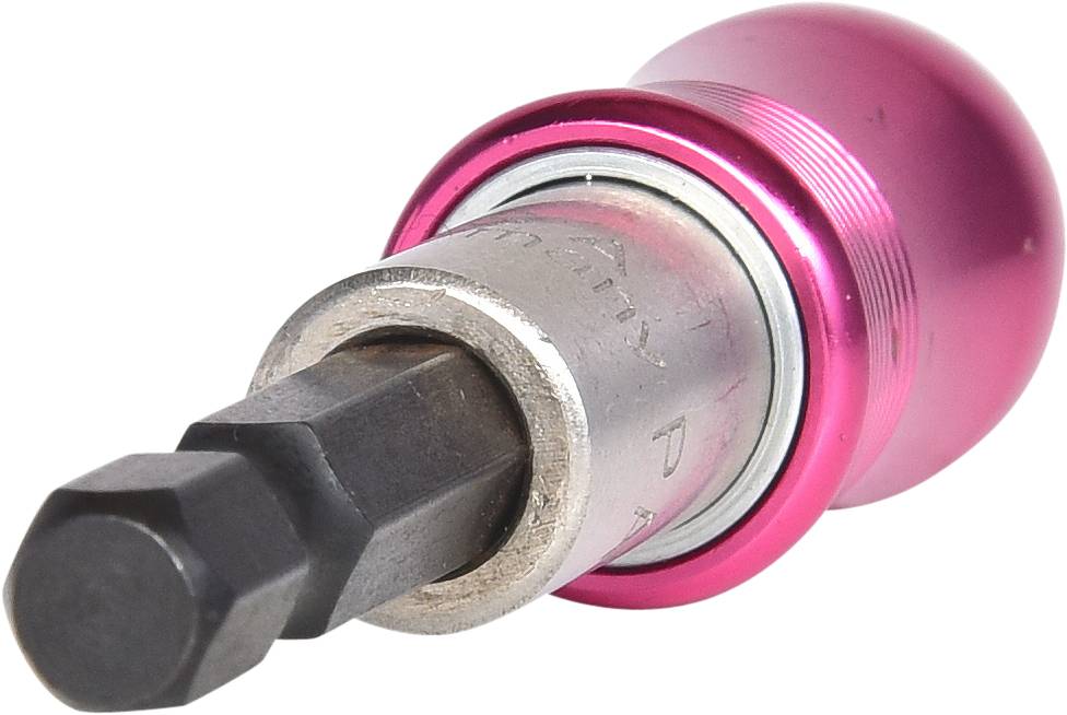 Magnetischer Schraubendreher mit pinkem Griff und sechseckigem Kopf, geeignet für Heimwerkerarbeiten.