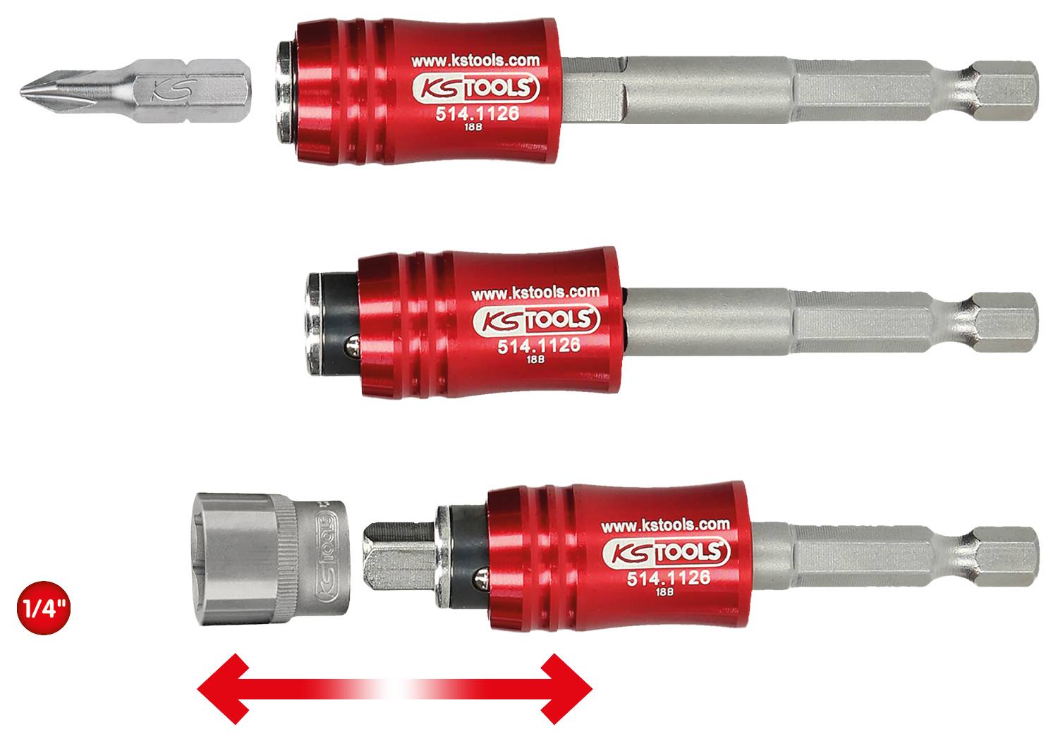 KS Tools 514.1126 514.1126 1/4" 2in1 Schnellwechsel-Bithalter