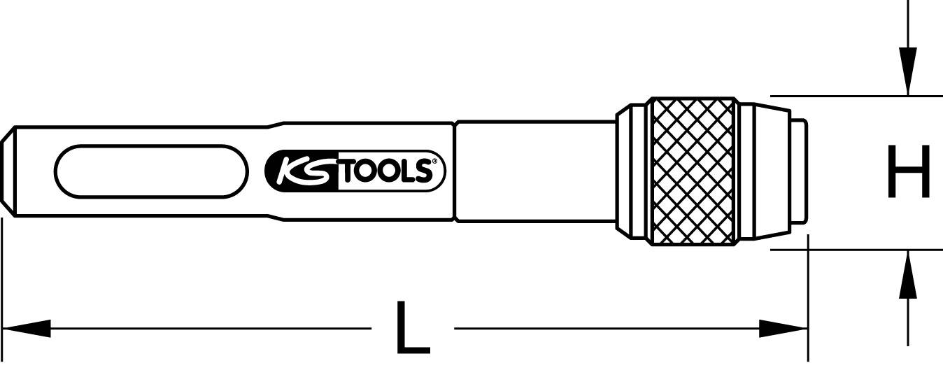 'KS Tools' Verlängerung, Skizze mit Längenangaben L und H.