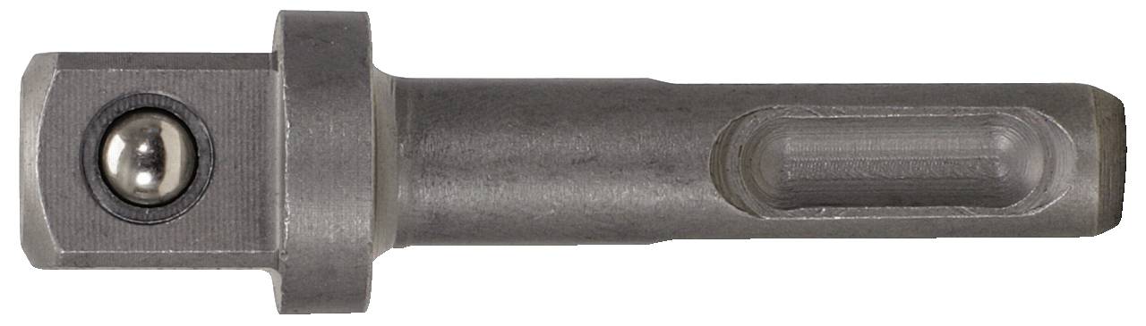 Ein silbernes Bohrfutter mit glatter zylindrischer Form und sechseckiger Basis, für die Verbindung mit einem Bohrer oder Werkzeug.