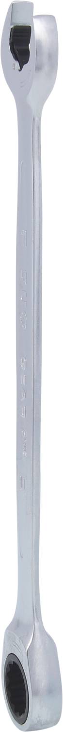 Ein silberner Doppel-Maulschlüssel mit zwei unterschiedlich großen Öffnungen zum Festziehen von Schrauben und Muttern.