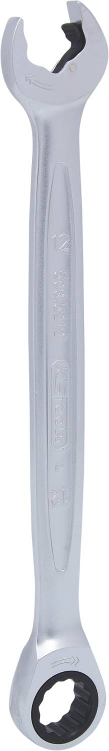 Ein silberner Schraubenschlüssel mit offenem Ende und Ringschlüssel auf der anderen Seite, geeignet zum Festziehen von Muttern.