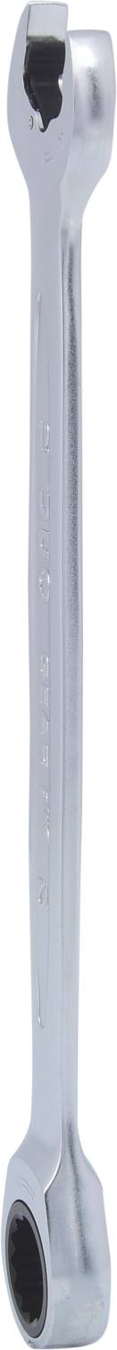 Ein silberner Ringschlüssel mit zwei unterschiedlich großen Ringschlüsselseiten.