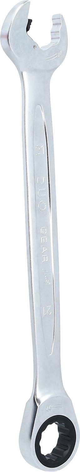Ein silberner Maul-Ringschlüssel, etwa 18 mm. Verwendet zum Festziehen oder Lösen von Schrauben und Muttern.