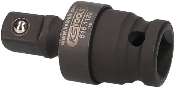 Schwarzer Stecknuss-Adapter mit Metallstift und Markierung 'KS Tools'. Automobilwerkzeug zur Verbindung von Stecknüssen und Verlängerungen.