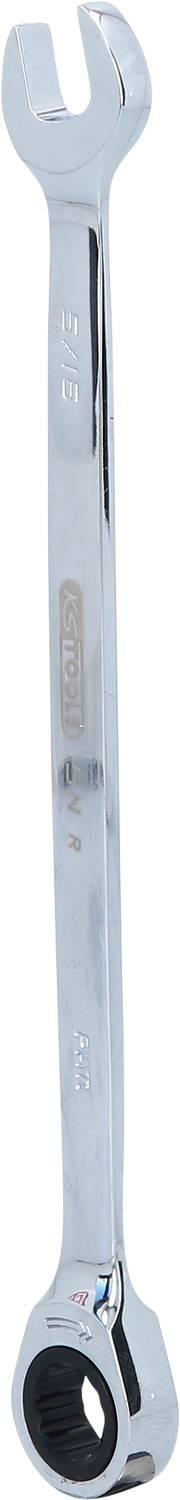 Ein silberner Maul­schlüssel mit einem offenen und einem geschlossenen Ende zum Festziehen oder Lösen von Schrauben und Muttern.