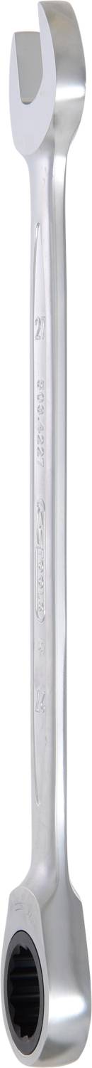 Ein silberner Maulschlüssel mit einem offenen und einem Ringschlüsselende.