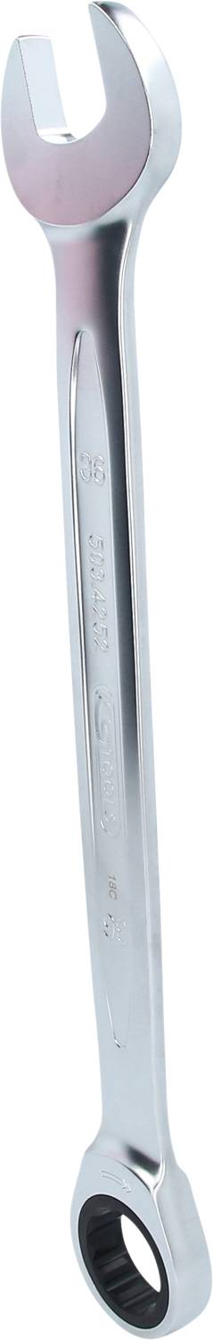 Metallschraubenschlüssel mit offener und geschlossener Seite, für handwerklichen Einsatz geeignet.