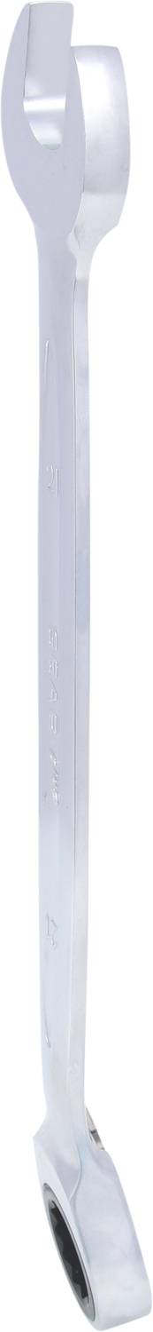 Ein silberner Maulschlüssel mit offenem Maul an einem Ende und einem Boxende am anderen, zum Lösen von Schrauben und Muttern.