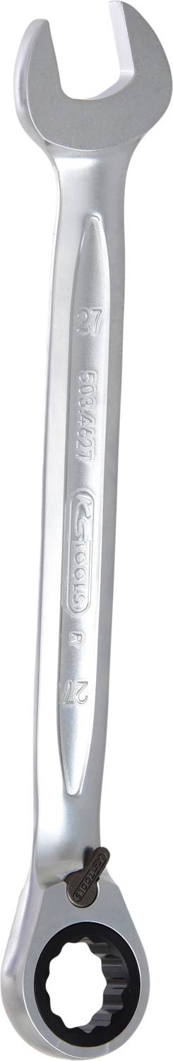 Ein silberner Maulschlüssel mit Ratschenfunktion, geeignet für mechanische Arbeiten.