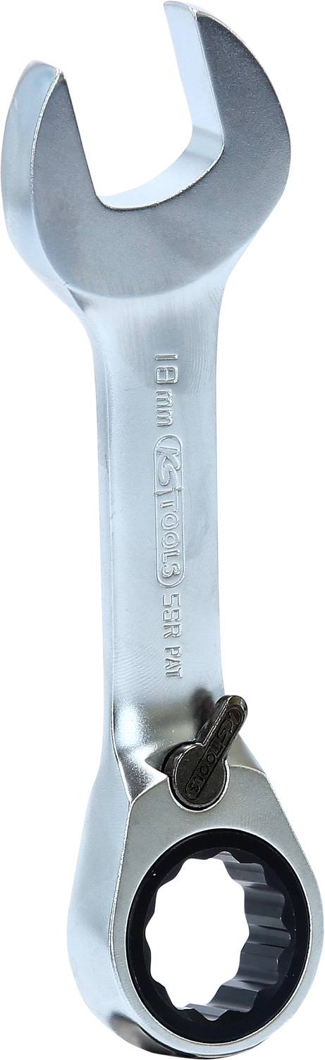 Steckschlüssel mit offener Maul- und Ratschenringseite, klar sichtbare Größe von 13 mm, aus glänzendem Metall.
