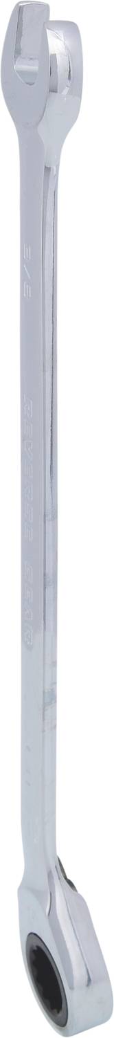 Offener Ringschlüssel in Chromoptik mit gekröpftem Ende, geeignet zum Lösen von Schrauben oder Muttern.