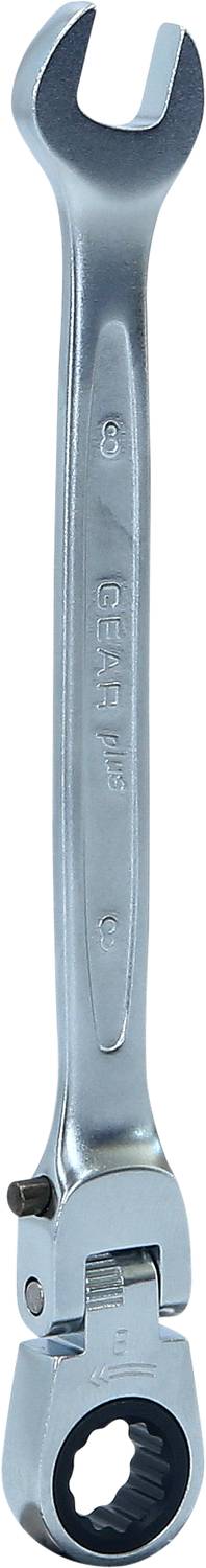 Ein verstellbarer Schraubenschlüssel aus Metall mit offenem Ende und Ratschenmechanismus, zum Anziehen oder Lösen von Muttern und Schrauben.