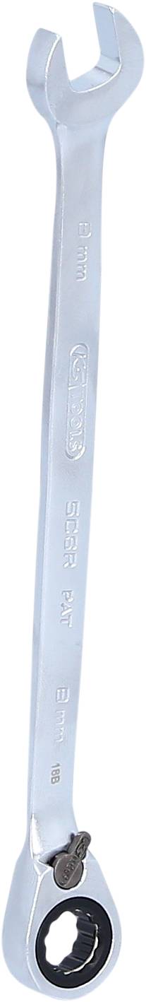 Ein verstellbarer Schraubenschlüssel aus Metall mit Zahnmechanismus, geeignet zum Anziehen von Muttern oder Schrauben unterschiedlicher Größe.