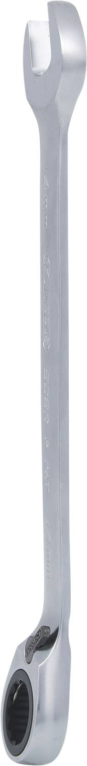 Ein silberner Ring-Maulschlüssel in vertikaler Position.