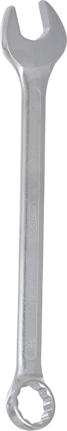 Ein verstellbarer Schraubenschlüssel aus Metall, gezeigt in vertikaler Ausrichtung, vor einem neutralen Hintergrund.