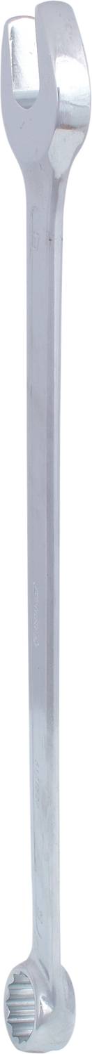 Ein silberner Schraubenschlüssel mit offenem und Ringschlüssel-Kopf, geeignet für die Verwendung an Sechskantmuttern oder Schrauben.