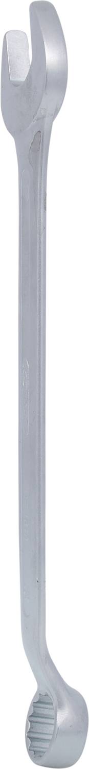 Silberner Doppelmaulschlüssel mit offenem Ende und Ringschlüsselseite, verwendet zum Lösen oder Anziehen von Schrauben und Muttern.