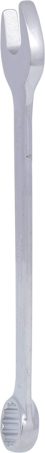 Silberner Maulschlüssel, aufrecht, mit offenen und ringförmigen Enden, zur Befestigung von Schrauben und Muttern.