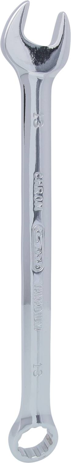 Ein silberner Schraubenschlüssel mit offener und Ringseite. Ideal zum Festziehen oder Lösen von Schrauben und Muttern.