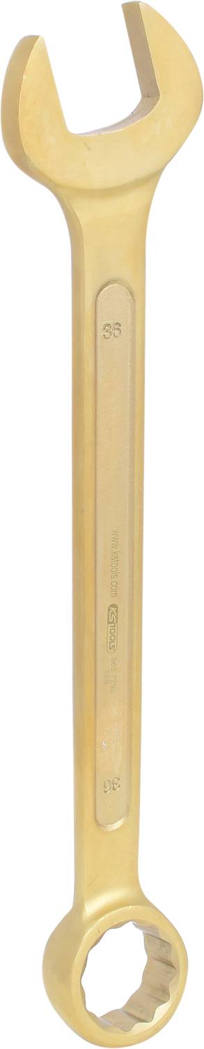 Ein goldener Schraubenschlüssel mit offener und geschlossener Seite, Größe 13/15, geeignet für diverse technische Anwendungen.