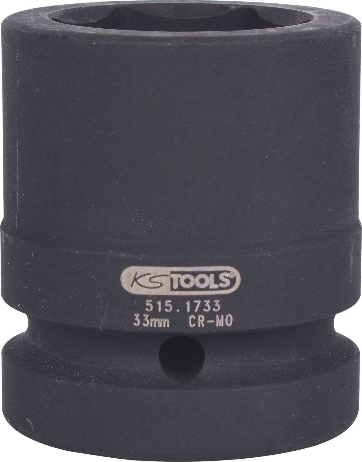 Ein Steckschlüssel von 33 mm, schwarz, mit der Aufschrift 'KS TOOLS 515.1733 CR-MO', geeignet für mechanische Arbeiten.