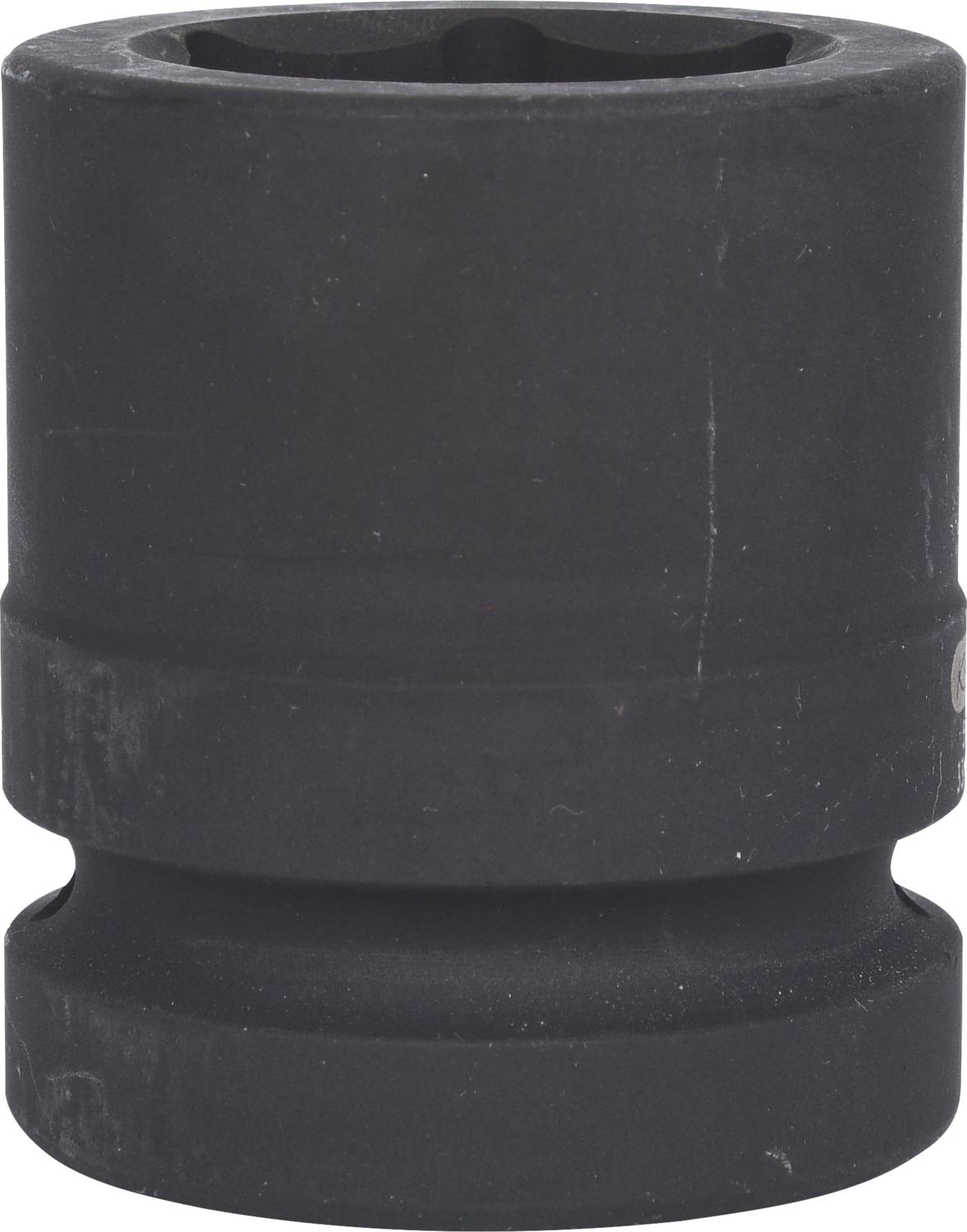 Eine schwarze, zylindrische Metallschraubzwinge, die für schwere Industrieanwendungen verwendet wird.