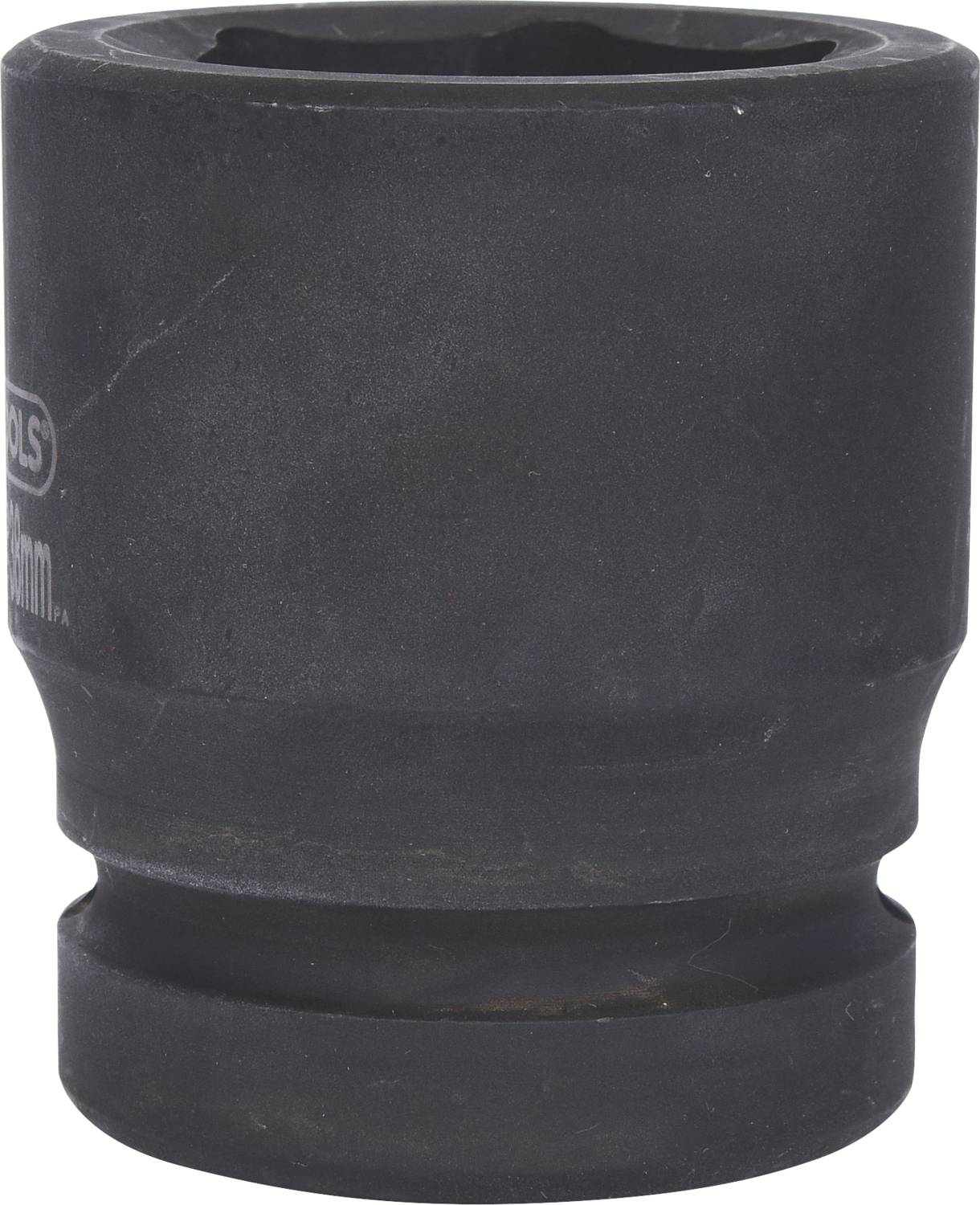 Große Stecknuss aus schwarzem Metall, zylindrisch geformt, mit sechskantiger Öffnung oben.