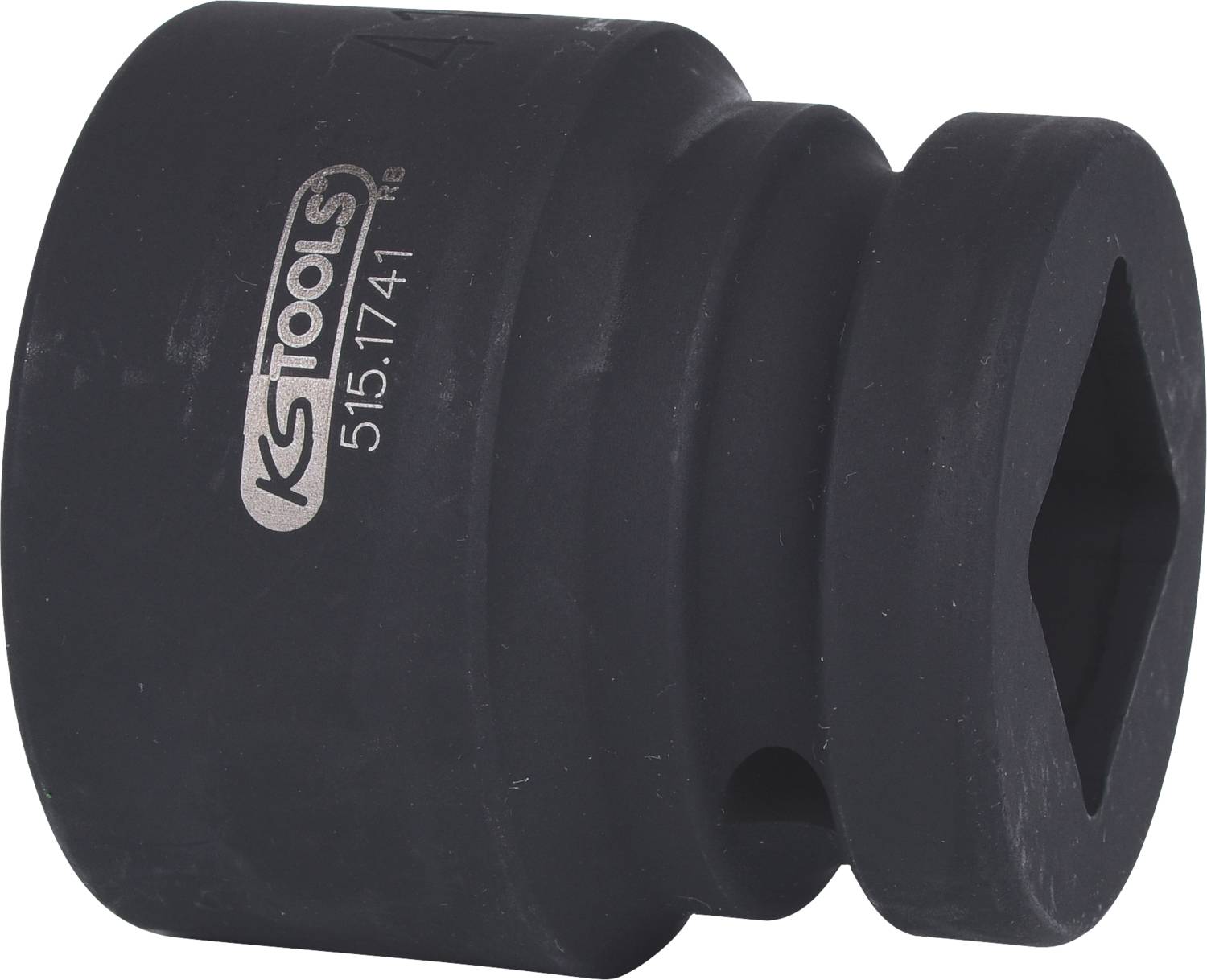 Schwarze Stecknuss mit quadratischem Innenprofil, bedruckt mit 'KS TOOLS 515.1741'.