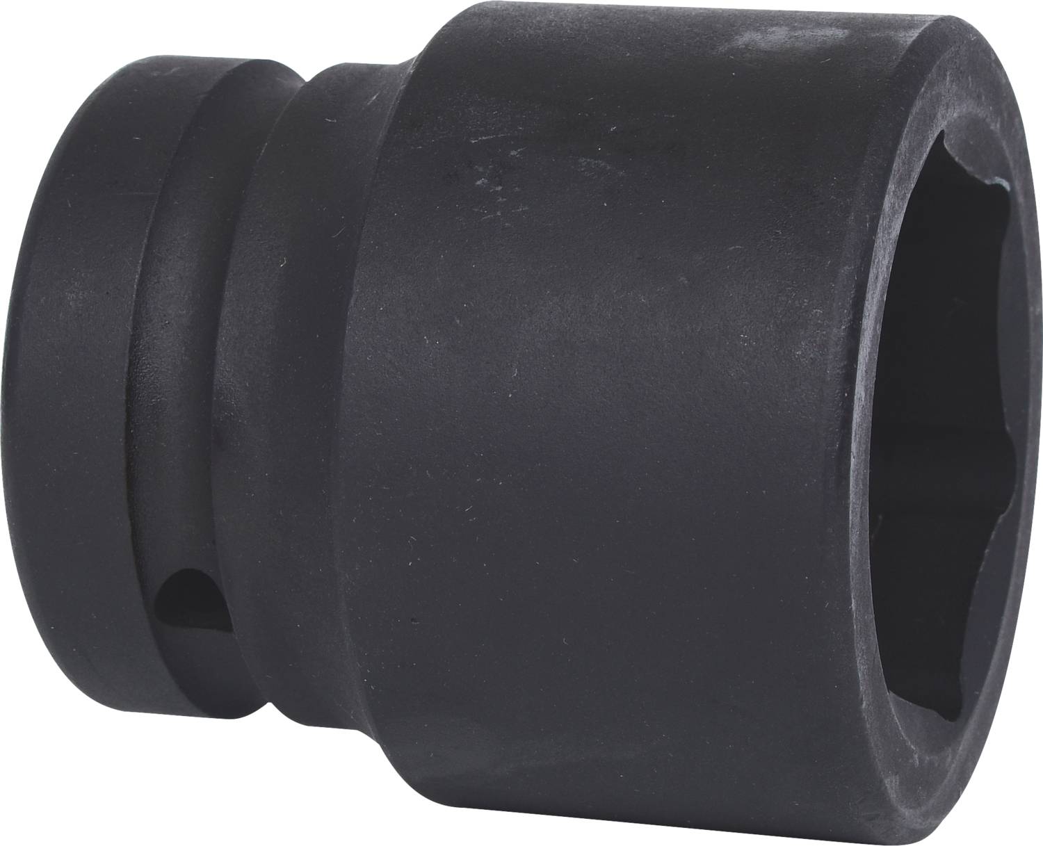 Ein schwarzer Sechskant-Bitaufsatz aus Metall, geeignet für mechanische Arbeiten oder Reparaturzwecke.