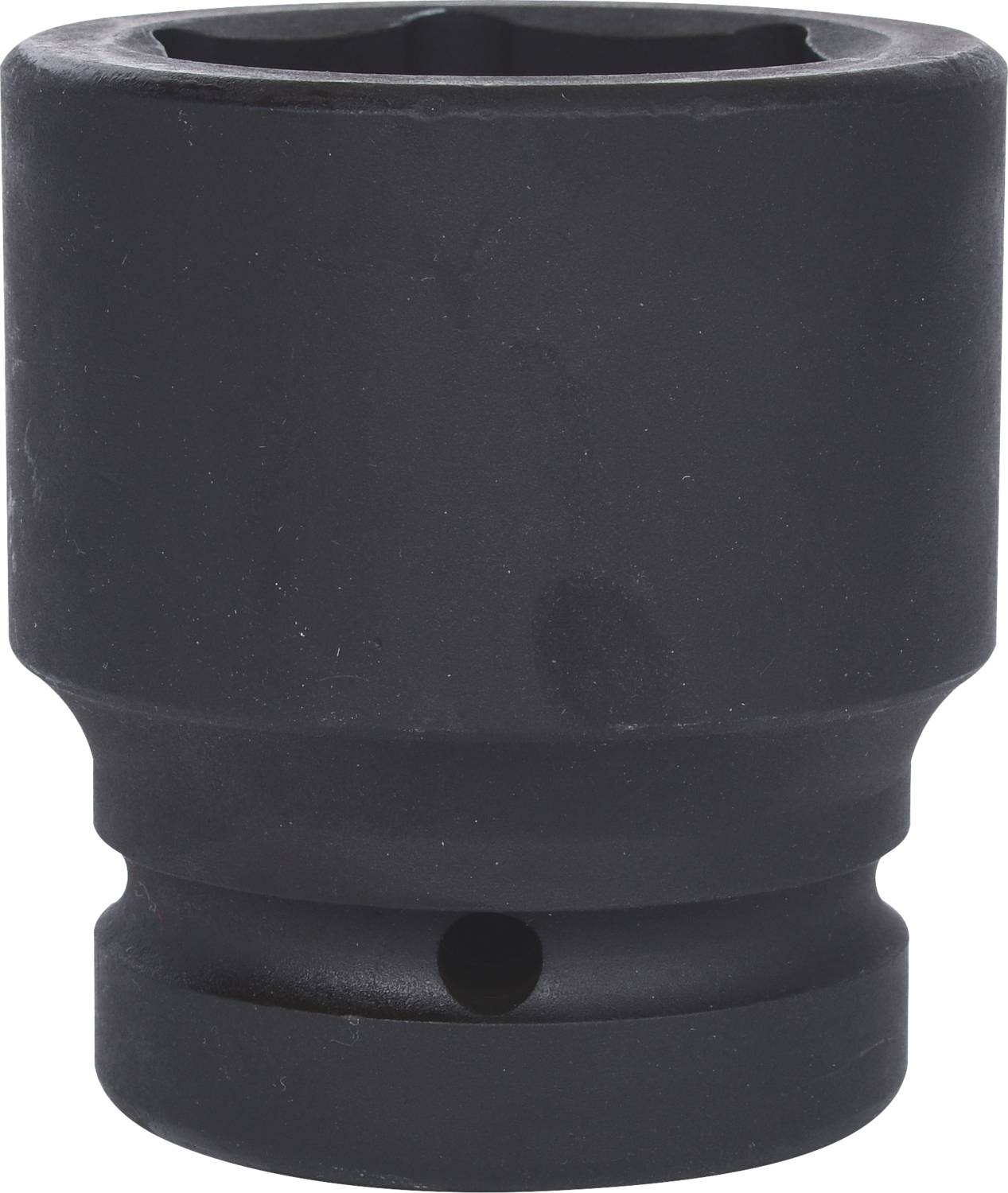 Schwarze, zylindrische Stecknuss, verwendet zum Festziehen oder Lösen von Muttern und Schrauben mit passenden Steckschlüsseln.