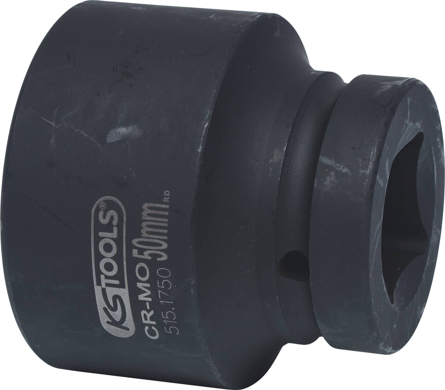 Stecknuss mit Aufschrift 'KS TOOLS CR-MO 50mm 515.1750' zeigt ein robustes Werkzeug, wahrscheinlich für mechanische Anwendungen.