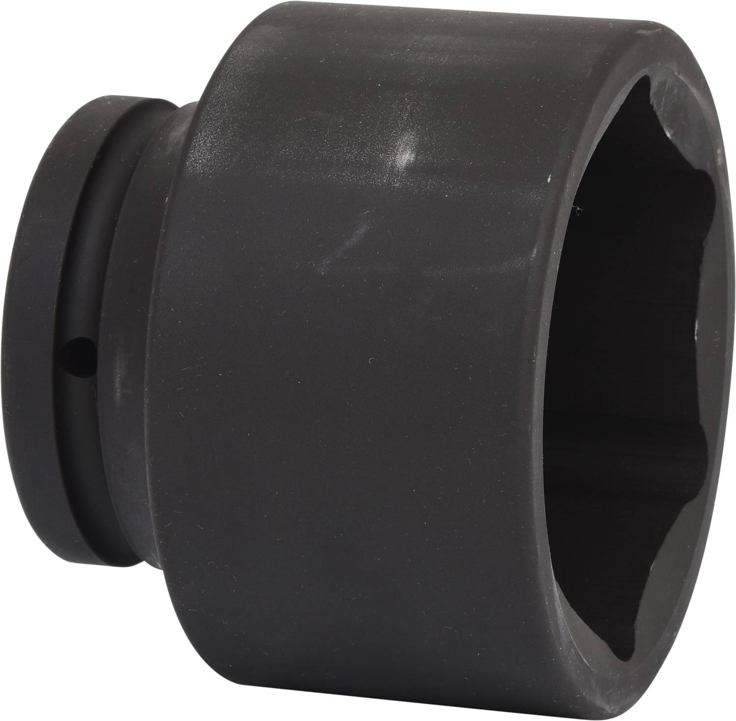 Ein schwarzes Steckschlüssel-Werkzeug, zylindrisch geformt, geeignet zum Anziehen oder Lösen von Muttern oder Schrauben.