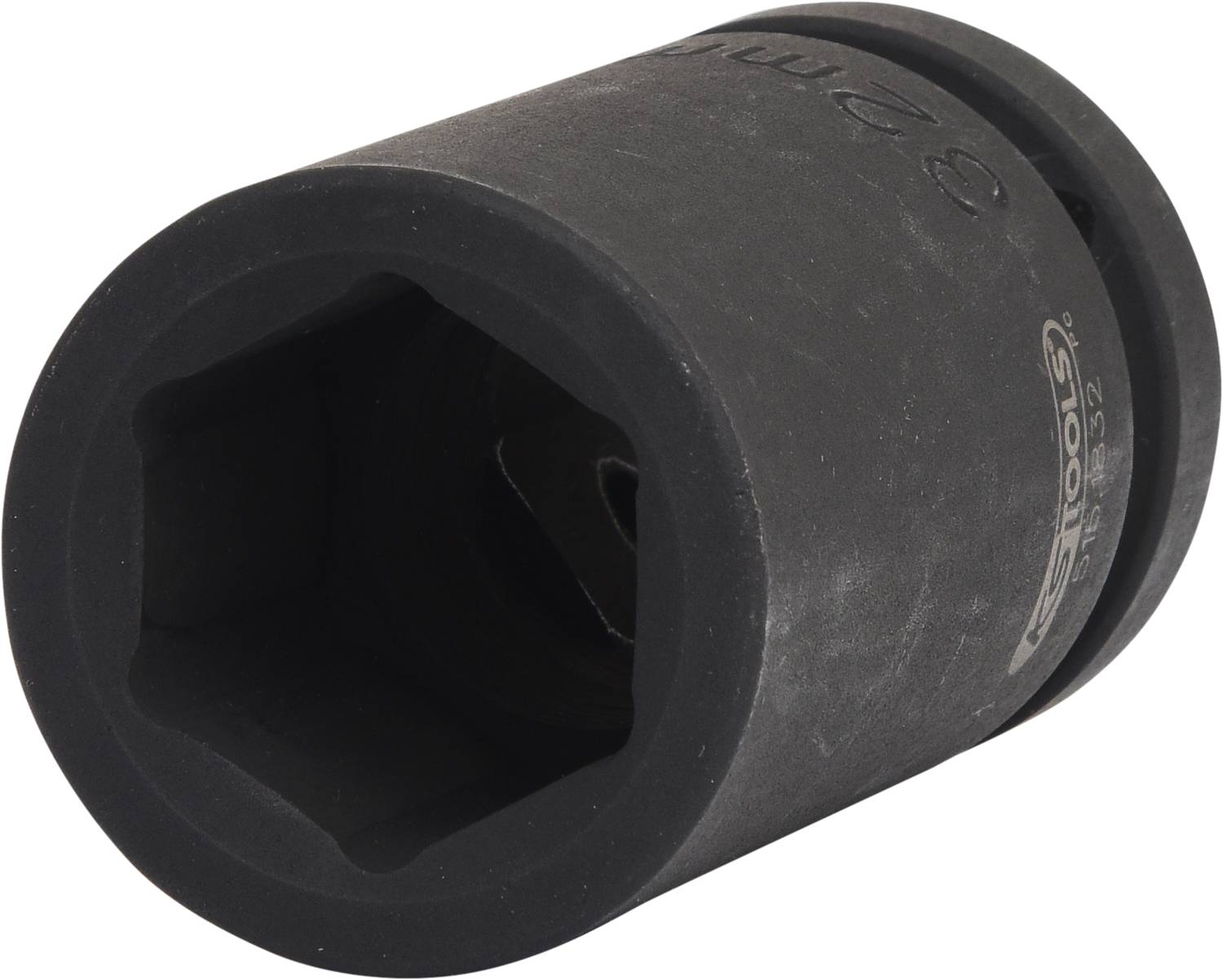Schwarze Stecknuss mit sechseckiger Öffnung, 19 mm Größe, für Ratschen und Schraubenschlüssel geeignet.