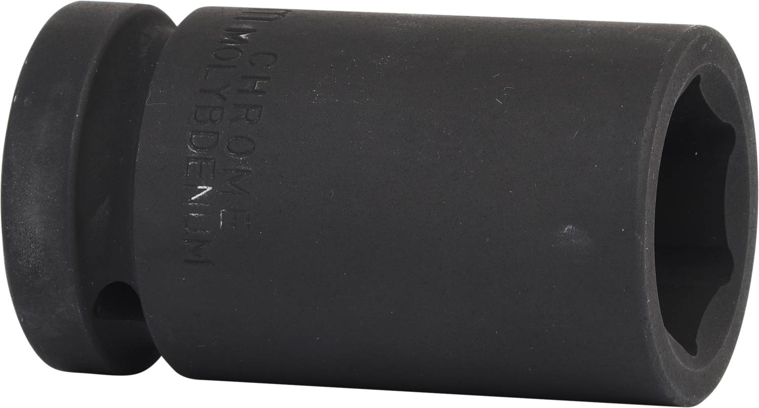Schwarze Stecknuss aus Chrom-Molybdän-Stahl, zylindrische Form, für mechanische Anwendungen geeignet.
