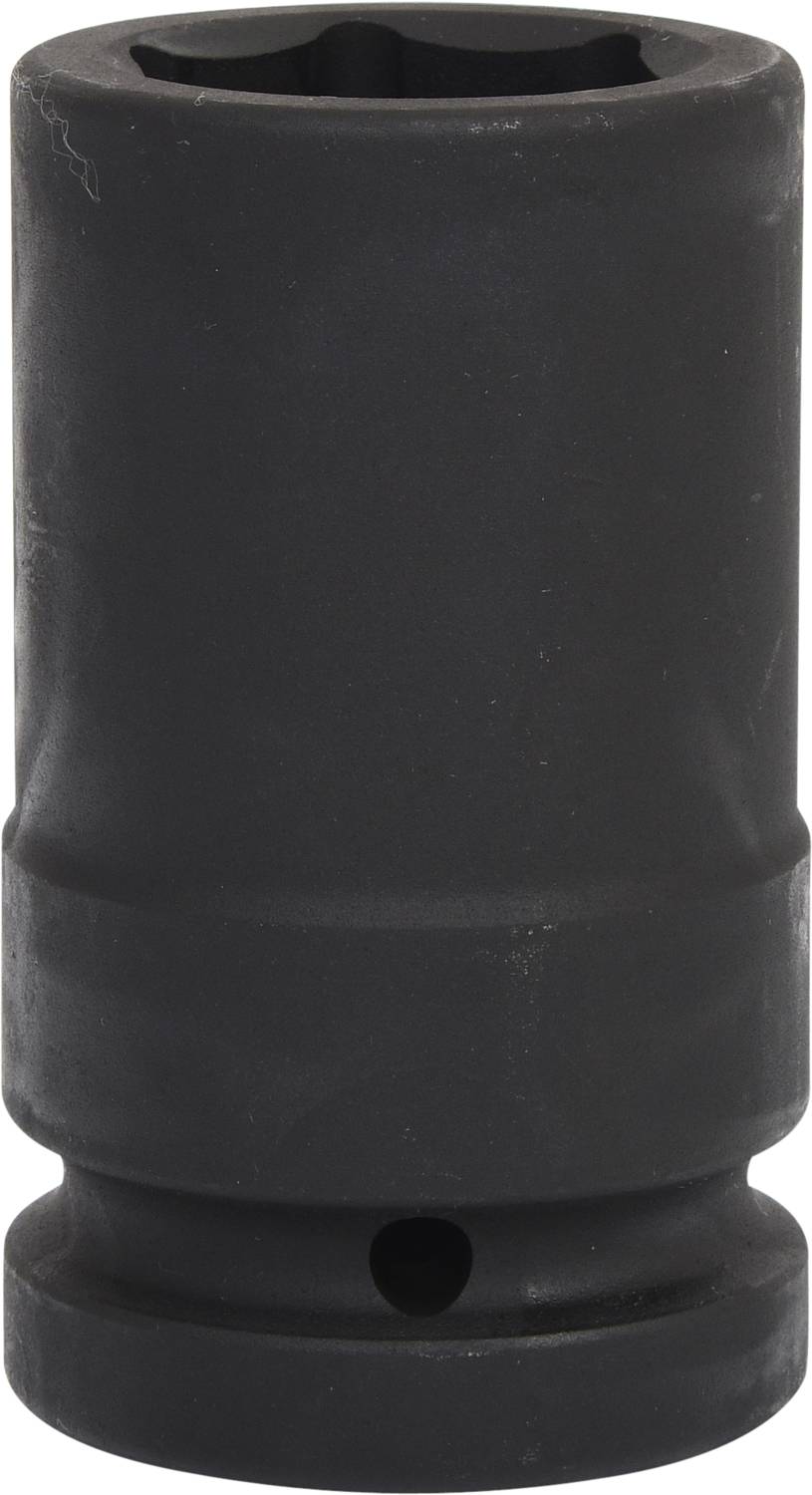 Ein schwarzer, zylindrischer Steckschlüsselaufsatz, genutzt für Schraubarbeiten mit einem Drehmomentschlüssel oder einer Ratsche.