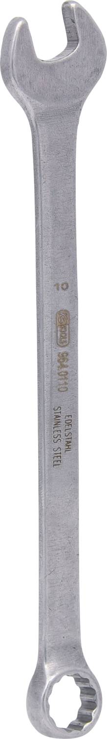 Schraubenschlüssel aus Metall, doppelseitig mit offenen und geschlossenen Enden, für mechanische Arbeiten geeignet.