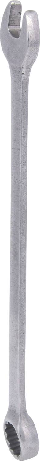 Ein silberner Ringschlüssel mit offenem Ende zur Verwendung bei mechanischen Arbeiten.