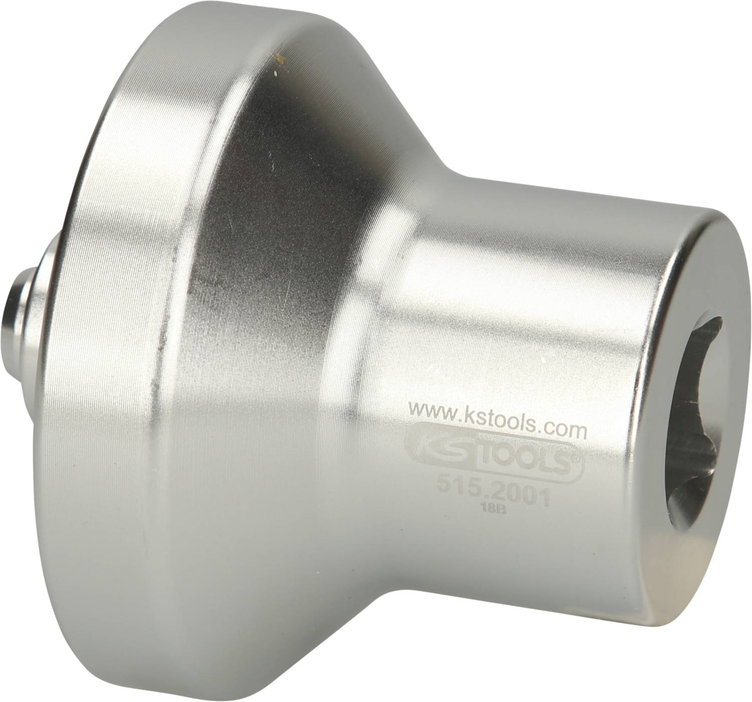Metallisches Werkzeugteil, zylindrisch geformt, mit Loch an der Vorderseite und Aufschrift 'www.kstools.com' an der Seite.