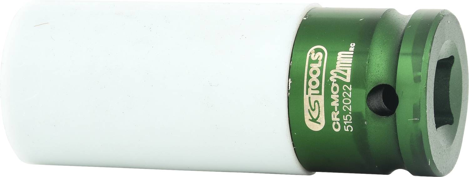 Steckschlüssel-Einsatz von KS Tools, grün-weiß, 21mm, CR-MO Material.