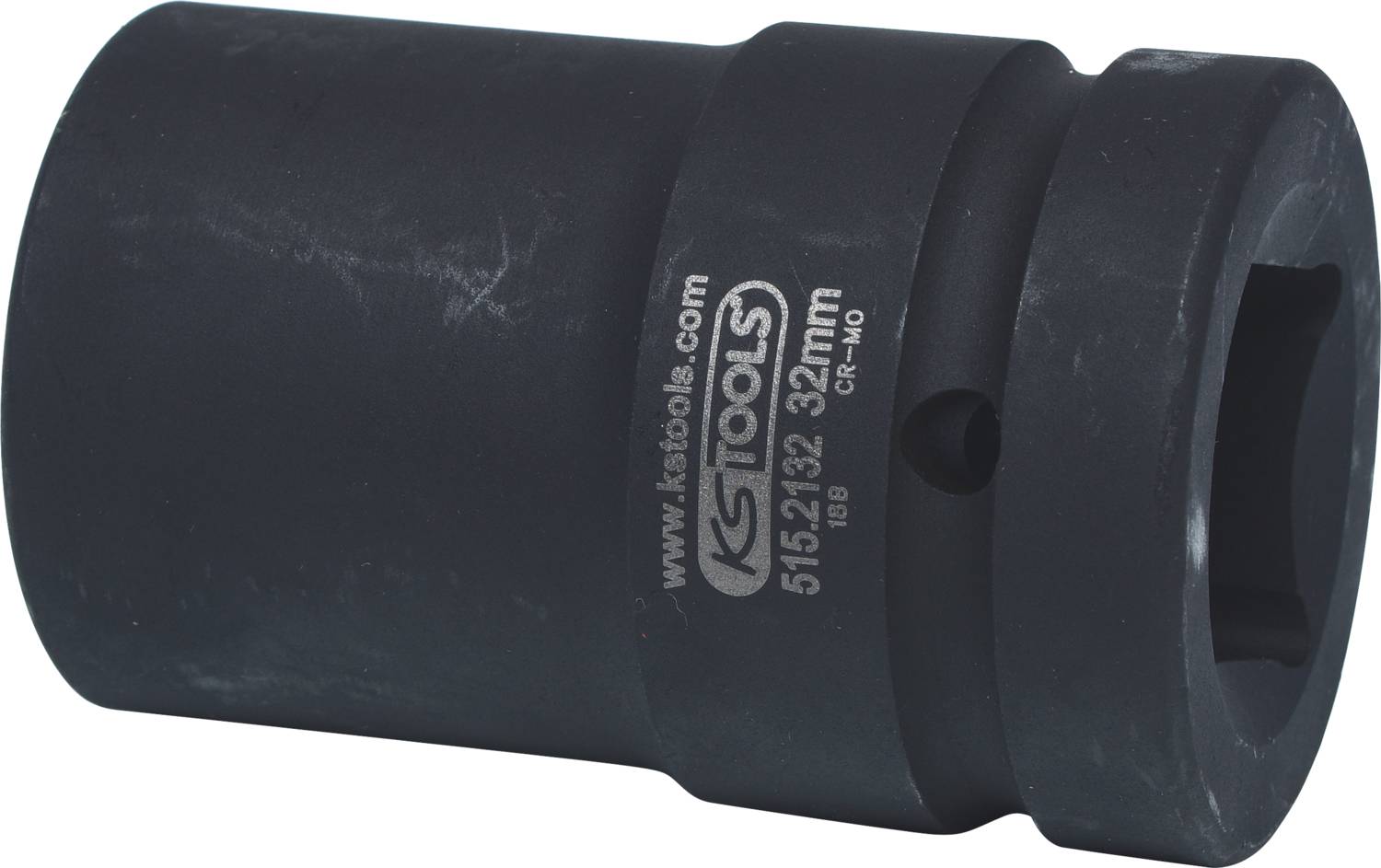 Schwarze Steckschlüsseleinsatz, markiert mit 'KS Tools', '32mm'. Verwendet für das Lösen oder Anziehen von Schrauben mit einem passenden Schlüssel.