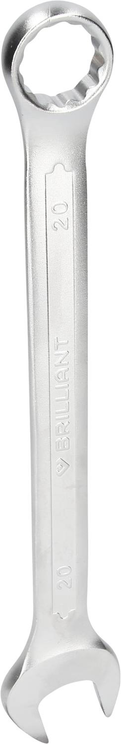 Ein silberner Maulschlüssel mit zwei Enden verschiedener Größen.