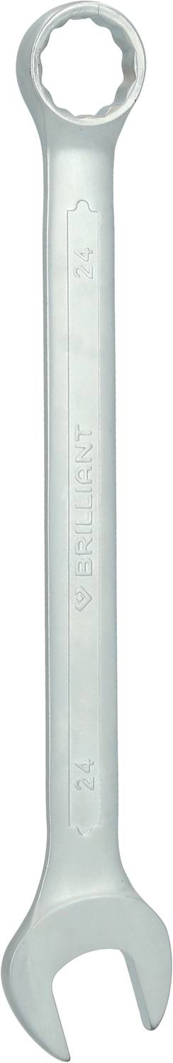 Ein silberfarbener Schraubenschlüssel mit einem offenen und einem Ringschlüssel auf jeder Seite, auf dem der Name 'Renault' steht.