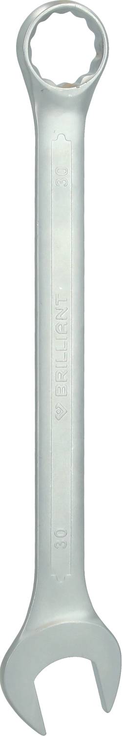 Ein silberner Schraubenschlüssel mit offener und ringförmiger Seite, geeignet für das Anziehen oder Lösen von Schrauben und Muttern.