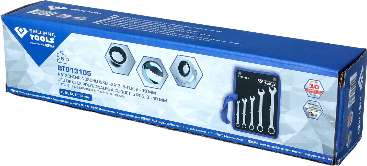 Brilliant Tools BT013105 BT013105 Ring-Ratschenschlüssel-Satz Schlüsselweite (Metrisch) 8 - 53 mm