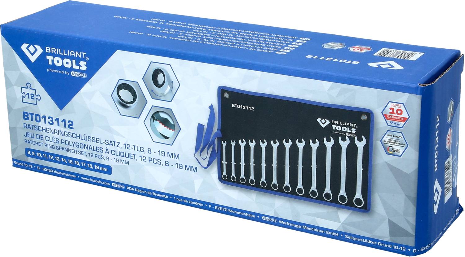 Brilliant Tools BT013112 BT013112 Ring-Ratschenschlüssel-Satz Schlüsselweite (Metrisch) 8 - 53 mm